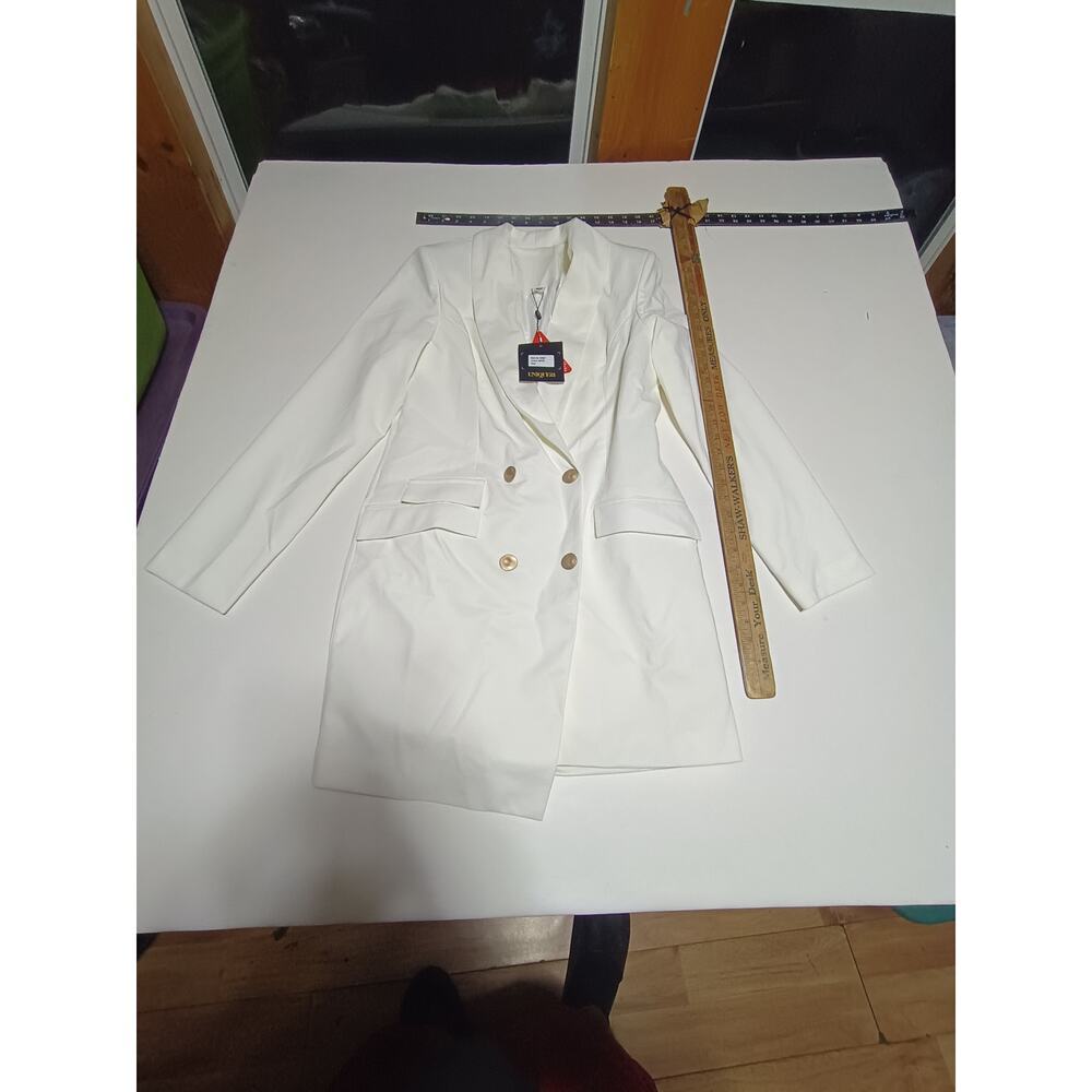 White Double Breasted Gold Button Blazer - Size Large